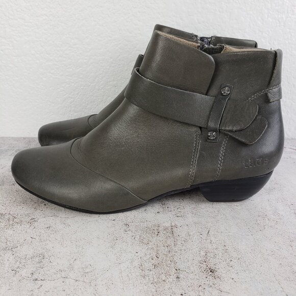 TAOS Ankle Booties Leather Side Zip Comfort Shoes Gray size 9 EU 40 Lagenlook - Picture 7 of 16
